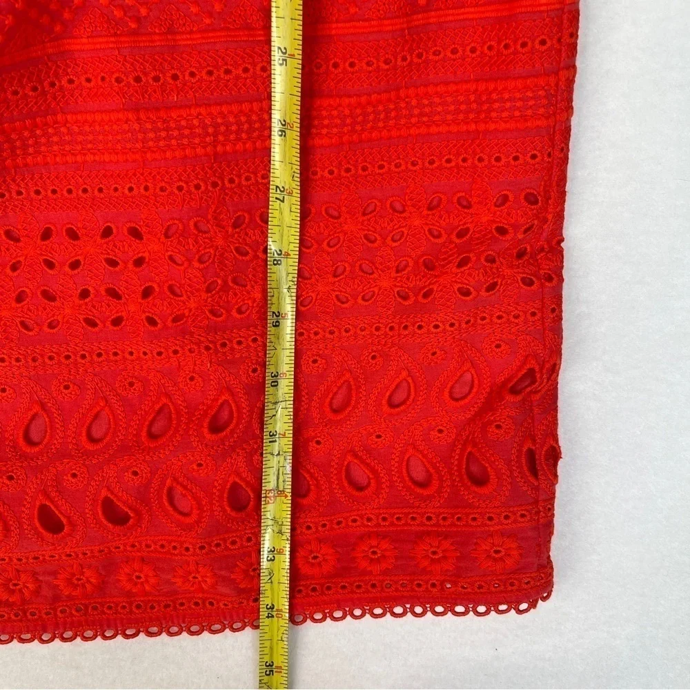 Trina Turk Bonita Eyelet Shift Dress Poppy Red Size 4